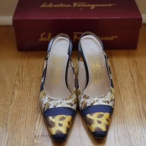 Salvatore Ferragamo Ramino Nero Silk Pumps, sz 6.5